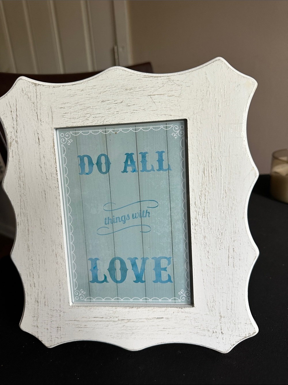 Parisian Works White Frame with Blue 'Do All Things With Love' Print